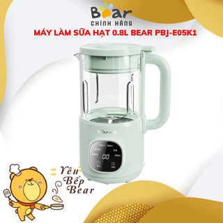 Máy làm sữa hạt mini 0.8L Bear PBJ-E05K1, 500W, 6 chế độ nấu, 4 Lưỡi dao inox xay đá bi, BH 18 tháng