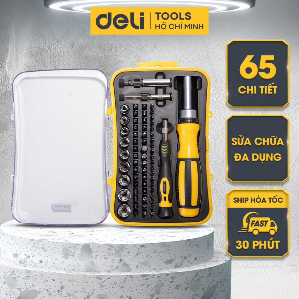 Bộ Tua Vít Bu Lông Đa Năng Sửa Chữa Tháo Lắp 65/78 Chi Tiết DELI Tool Chính Hãng