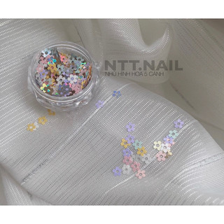 Hũ nhũ hình hoa 5 cánh mix màu hàn trang trí nail