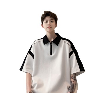 Áo polo form rộng cổ sơ mi khoá kéo chất cotton 100% thấm hút mồ hôi tốt phù hợp mặc đi dạo, đi chơi Nam Menswear