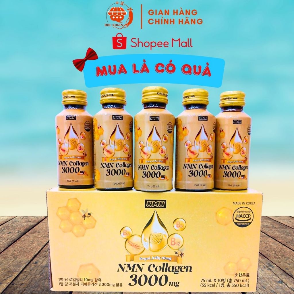 Nước Uống Bổ Sung NMN Collagen 3000mg Hàn Quốc (75ml x 10 Chai) - DHC Korea Ginseng