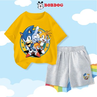 Đồ bộ bé trai ngắn tay BOBDOG sét áo thun quần da cá cho bé in hình Sonic A82 cute dễ thương cho bé