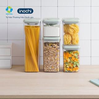 Bộ 5 hộp đựng thực phẩm khô inochi. Chất liệu nhựa an toàn, chịu nhiệt, nắp bấm ngăn ẩm thông minh. Bộ hộp đựng đồ khô