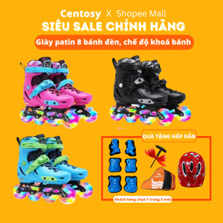 Giày Patin Trẻ Em 8 Bánh Đèn [Centosy] W198-QS - Có Chế Độ Khoá Bánh, Phanh An Toàn