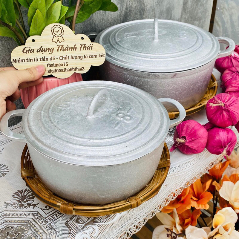 COMBO 2 NỒI GANG ĐÚC CỠ NHỎ 8-10-14 - NỒI GANG ĐÚC NGUYÊN KHỐI - NỒI NẤU CƠM, KHO CÁ, THỊT- ĐÃ MÀI B