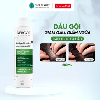 Dầu Gội Vichy Dercos dành cho da đầu dầu bết, giúp ngừa gàu, nấm, rụng tóc 200ml, 390ml