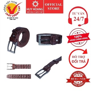 Thắt lưng nam da bò vân cá sấu 1 lớp Huy Hoàng 4P màu nâu HP4124