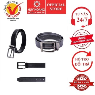 Dây nịt nam Huy Hoàng viền chỉ 3,5P màu đen HP4129
