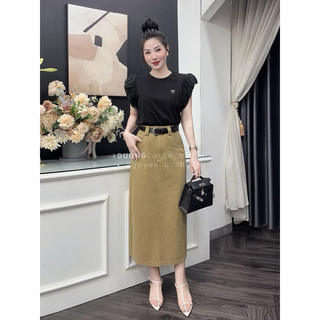 Set 2 áo nơ bèo đen trắng cho nữ