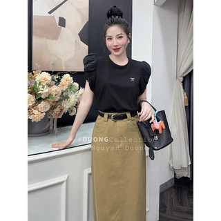 Set 2 áo nơ bèo đen trắng cho nữ