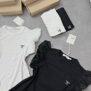 Set 2 áo nơ bèo đen trắng cho nữ