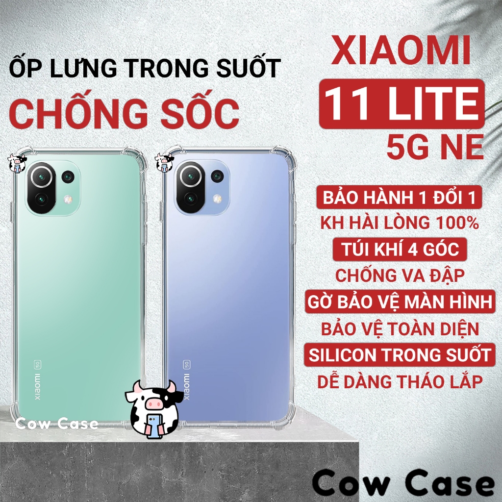 Ốp lưng Xiaomi 11 lite 5G NE chống sốc silicon dẻo trong Cowcase | Vỏ điện thoại Xiaomi bảo vệ camera toàn diện TRON