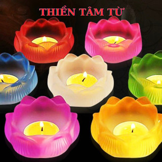 Cốc đựng nến hoa sen lưu ly miệng tròn,đế nến hoa sen, chum sen đựng nến chất liệu lưu ly nhiều màu