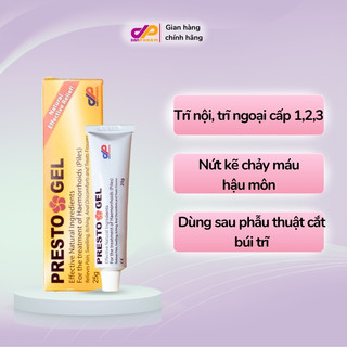 Danpharm- Gel bôi trĩ Presto Gel hỗ trợ các vấn đề về trĩ nội, trĩ ngoại, nứt kẽ hậu môn tuýp 25g