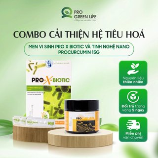 Combo Men vi sinh Pro X Biotic và tinh nghệ Nano Procucumin Pro Green Life 15g cải thiện hệ tiêu hoá