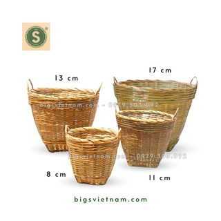 Giỏ bồ tre cắm hoa, cần xé mini trang trí, đựng đồ, decor