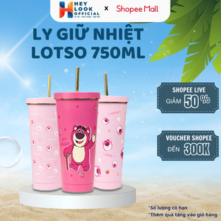 Ly Giữ Nhiệt Gấu Dâu GODWELL dung tích 750ML SUS 304 Tặng Kèm ống hút và Túi