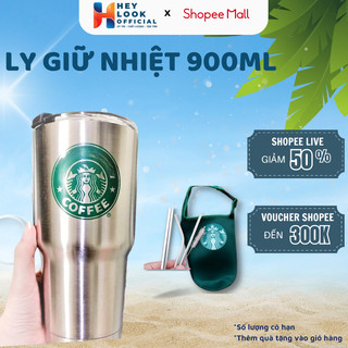 Ly Giữ Nhiệt GODWELL 900ml Nắp Chống Tràn Tặng Kèm 2 ống Hút, Cọ Rửa Và Túi Đựng Thời Trang cốc giữ nhiệt