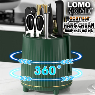 Kệ để đồ nhà bếp LOMO cao cấp đựng đũa muỗng, để dao thớt xoay 360 chống ẩm ướt