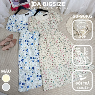 Dabigsize - Đầm Bigsize Nữ , Váy Maxi Hoa Xếp Ly Ngực Xốp Mềm Mịn Đi Chơi Du Lịch Dành Cho Người Mập 50-90kg
