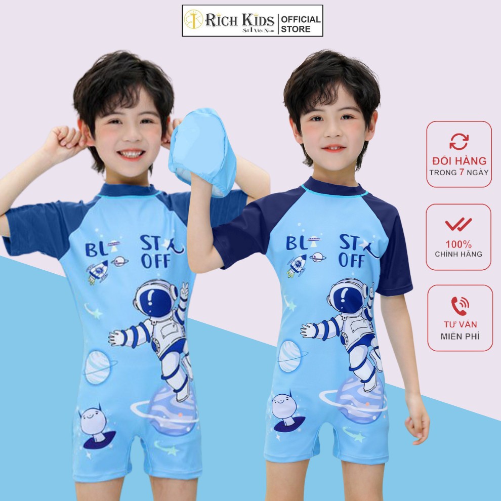 Bộ Đồ Bơi Cho Bé Trai Hãng Richkids In Hình Phi Hành Gia Cho Bé Từ 10kg đến 42kg