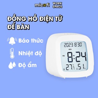 Đồng Hồ Để Bàn Micofi Báo Thức Led Điện Tử Decor Mini Hiển Thị Nhiệt Độ Và Độ Ẩm