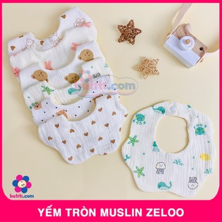 Yếm Tròn Zeloo Cho Bé, Yếm Vải Xô Muslin Bo Tròn Quanh Cổ, Mềm Mại, Thấm Hút, Xoay 360 Độ Tiện Lợi