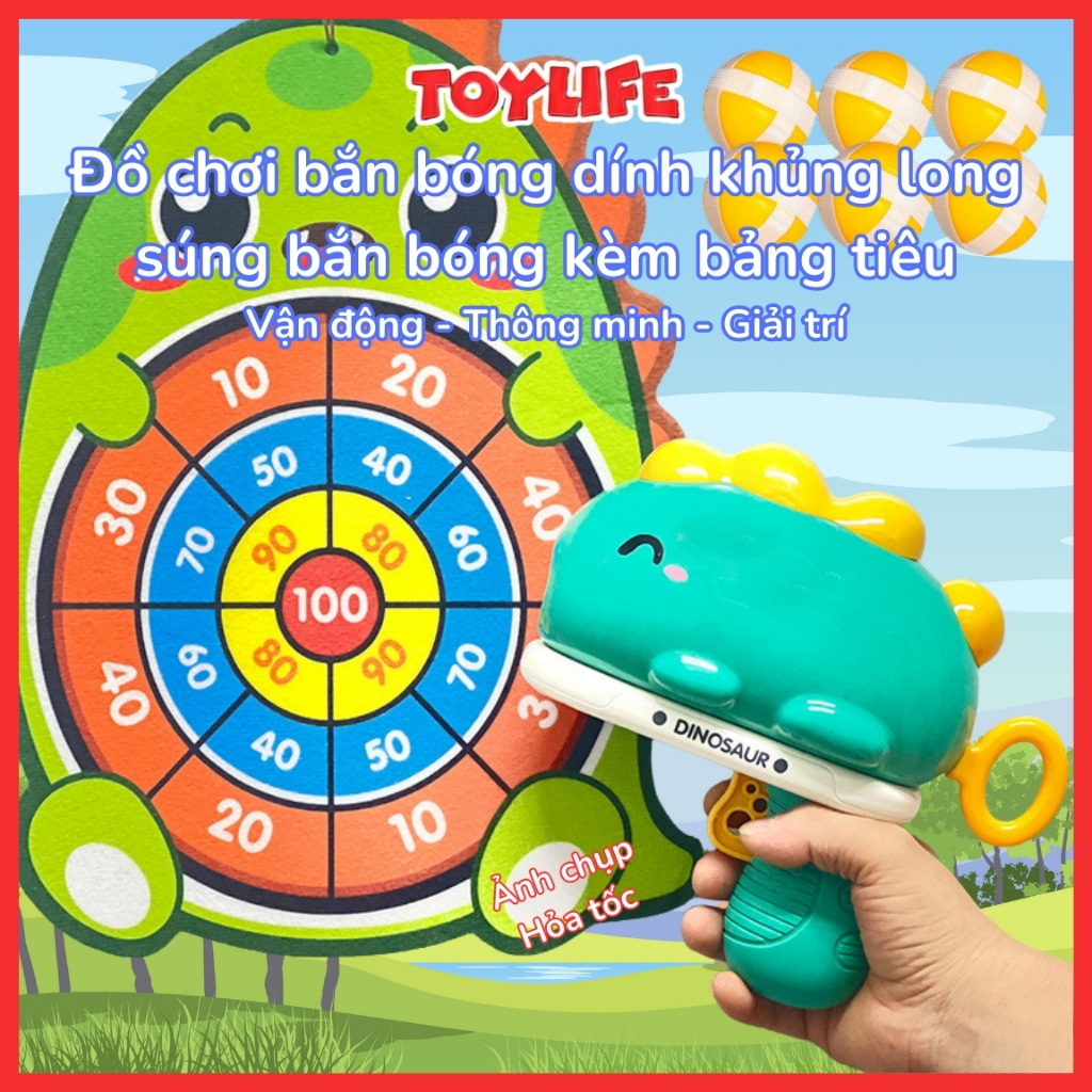 Đồ chơi bắn bóng dính khủng long cho bé trò chơi ném bóng kèm bảng tiêu đồ chơi cho trẻ em TOYLIFE