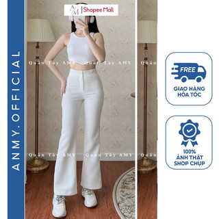 Quần suông ống loe nữ lưng cao AMY ống rộng dáng suông cạp cao tôn dáng chất vải không nhăn xù Q903