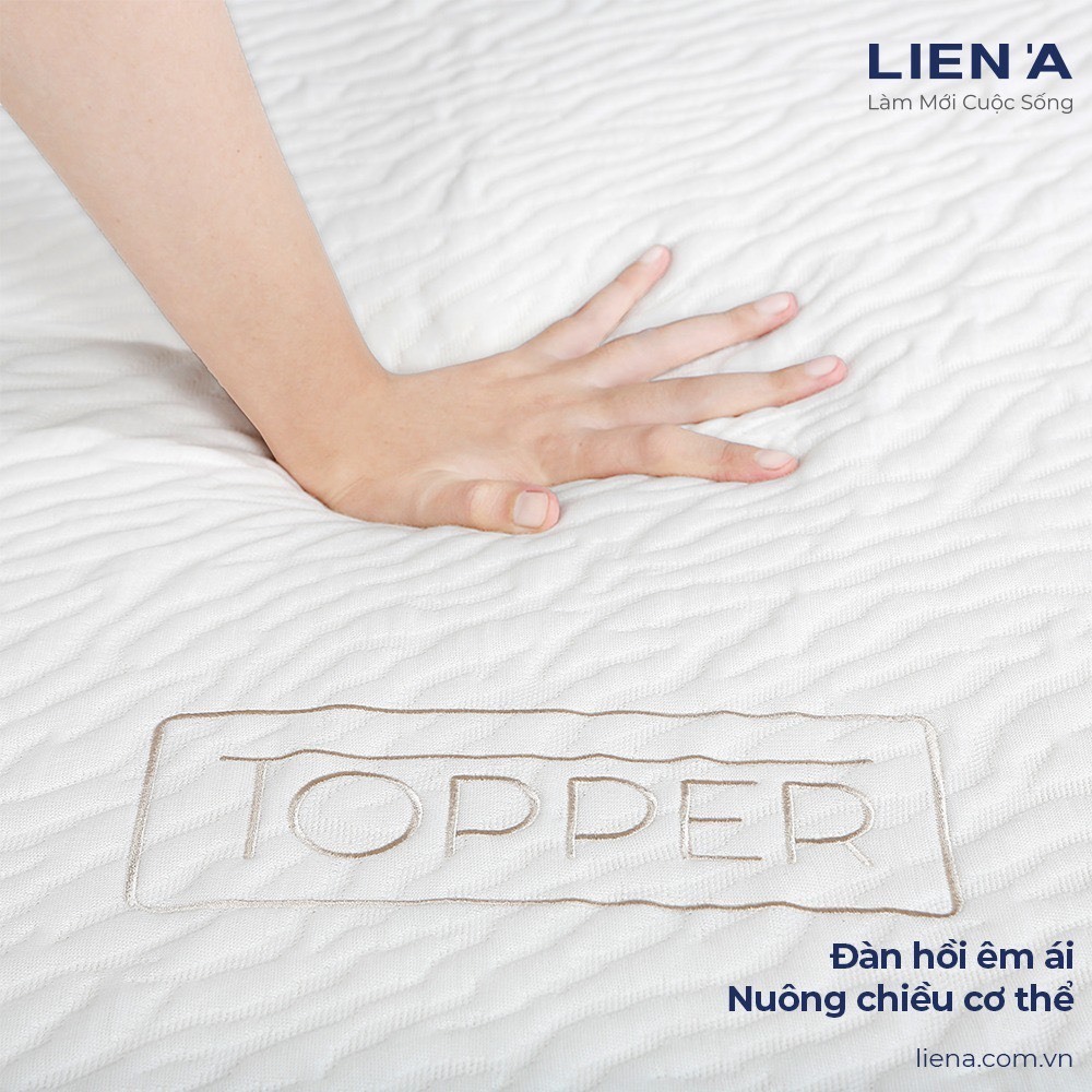 [BH 5 năm] Nệm Topper cao su thiên nhiên êm ái LIÊN Á - Áo nệm microfiber mát mịn tháo rời vệ sinh dễ dàng