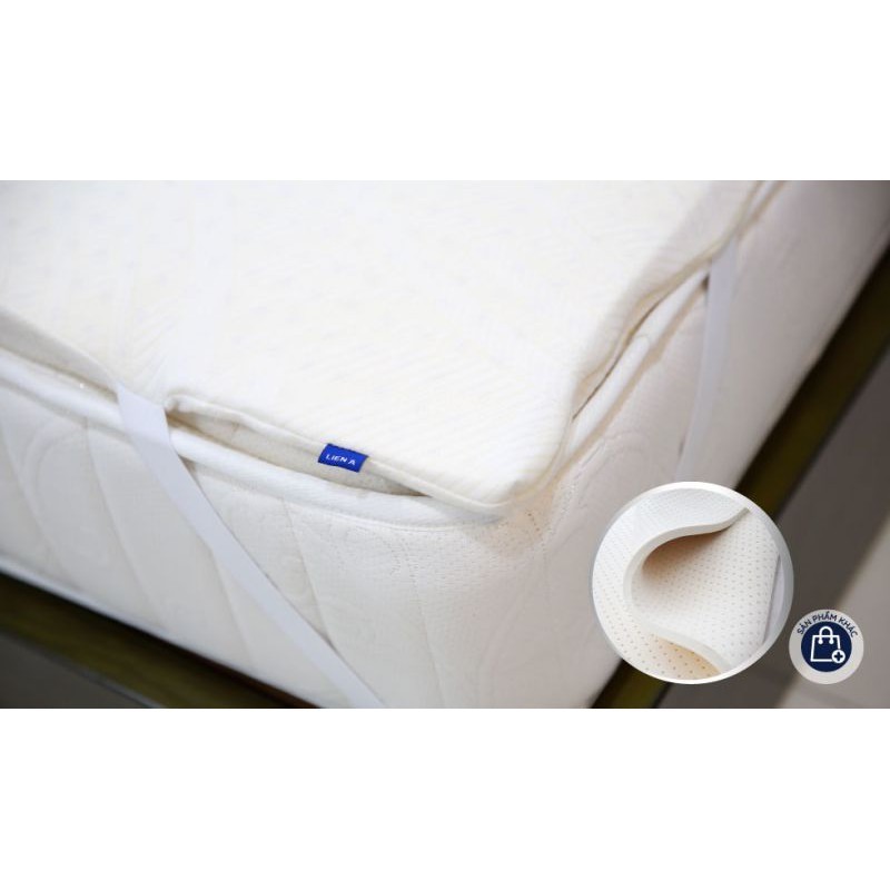 [BH 5 năm] Nệm Topper cao su thiên nhiên êm ái LIÊN Á - Áo nệm microfiber mát mịn tháo rời vệ sinh dễ dàng