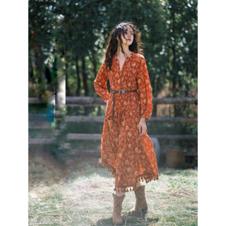   SẴN  Kèm Ảnh Thật Đầm Màu Nâu Cam Bohemian phong cách vintage thời trang nữ mẫu mới nhất 2024  Kèm Ảnh Thật ở phần cuối 