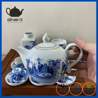 ấm pha trà lẻ men lam Bát Tràng cao cấp