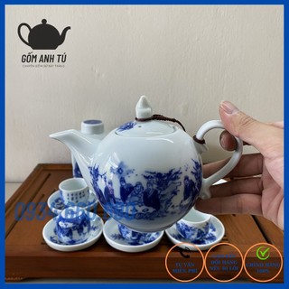 ấm pha trà lẻ men lam Bát Tràng cao cấp