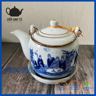 ấm pha trà lẻ men lam Bát Tràng cao cấp