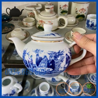 ấm pha trà lẻ men lam Bát Tràng cao cấp