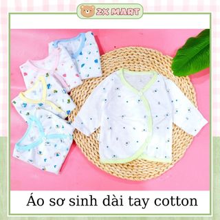 Áo sơ sinh dài tay trắng chất cotton mềm mịn cho bé size 1,2,3,4 - Quần áo sơ sinh - 2X MART