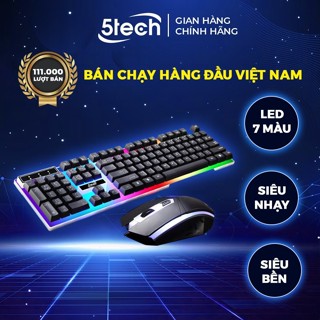 Bàn phím giả cơ 5TECH kèm chuột có điều chỉnh độ nhạy DPI chế độ LED 7 màu dành cho máy tính