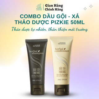 COMBO Dầu Gội, Dầu Xả PIZKIE ( 50ml ) Thảo Dược HERBAL SHAMPOO & HERBAL_CONDITIONER  Phục Hồi Bảo Vệ Da Đầu| 2 Chai 50ml