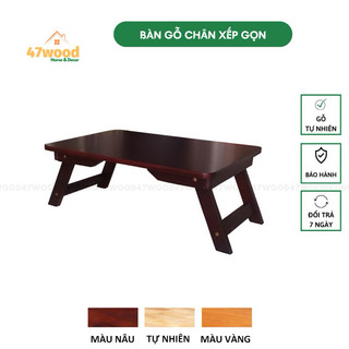 Bàn gỗ chân xếp gọn kích thước 40x60cm - Bàn xếp gọn gỗ cao su BCT46