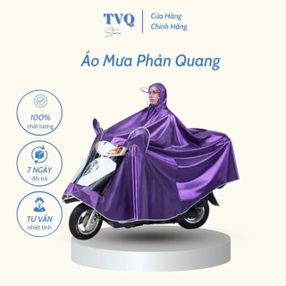 Áo Mưa Phản Quang Xẻ Tay Đi Xe Máy Có Kính Che Mưa Vải Sợi Dù Cao Cấp Chuẩn Mẫu Mới GVQ Store