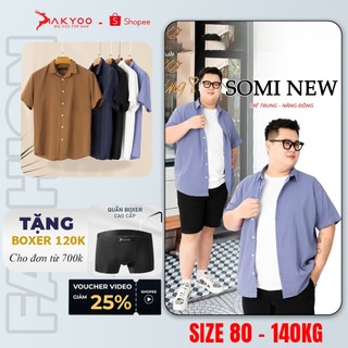 Áo Sơ Mi Nam Big Size Cổ Vest Tay Ngắn Vải Đũi 2 Màu Thời Trang Ngoại Cỡ 80 -140kg - SM DUI TRANG - DEN - XANH -THAN-NÂU