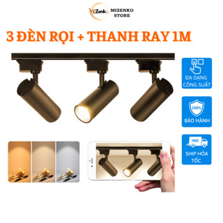  Combo 3 Đèn Led Rọi Ray MIZENKO RC3123  Kèm Thanh Ray 1M Đèn Rọi Ống Bơ Trang Trí Cửa Hàng 
