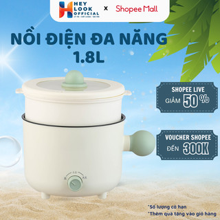 Nồi điện đa năng mini GODWELL 2 tầng cao cấp, nồi lẩu hấp 2 nấc nhiệt kèm giá hấp tay cầm tròn dung tích 1,8L