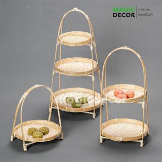 Mẹt tre tầng, mẹt tre 1 2 3 tầng đựng bánh kẹo mứt tết đồ ăn trang trí phụ kiện decor chụp ảnh