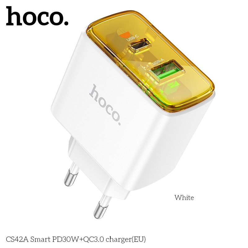 Củ sạc nhanh 30w Hoco CS42A sạc nhanh PD30W + QC3.0, chân cắm tròn, kiểu dáng trong