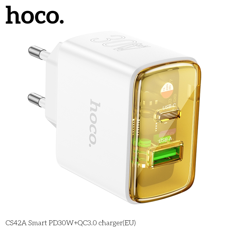 Củ sạc nhanh 30w Hoco CS42A sạc nhanh PD30W + QC3.0, chân cắm tròn, kiểu dáng trong