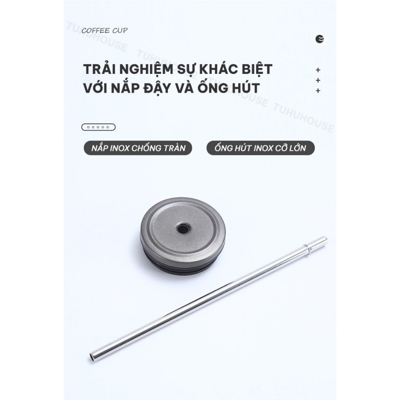 Bình giữ nhiệt iced americano inox 304 DÁNG CAO, ly giữ nhiệt dáng cao có ống hút tiện lợi | BigBuy360 - bigbuy360.vn