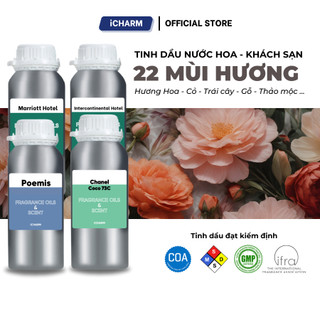 Tinh dầu nước hoa, khách sạn 500ml, 1 lít - Tinh dầu iCHARM xông phòng ngủ, spa, đuổi muỗi