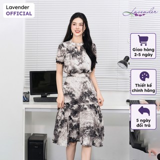 Đầm công sở thiết kế Thời Trang LAVENDER kiểu dáng đuôi cá họa tiết thủy mặc sang chảnh D3041
